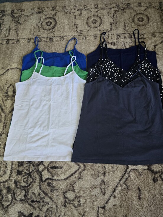 Tops - Women's Cotton Spaghetti Strap Tank Top - White, Blue, Green, Navy, Charcoal